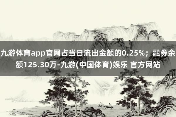 九游体育app官网占当日流出金额的0.25%；融券余额125.30万-九游(中国体育)娱乐 官方网站