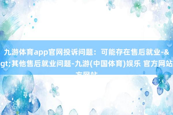 九游体育app官网投诉问题：可能存在售后就业->其他售后就业问题-九游(中国体育)娱乐 官方网站